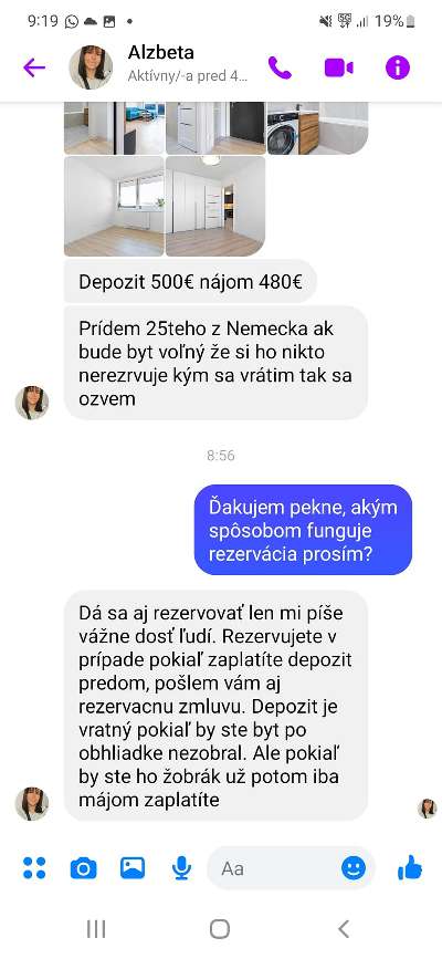 Podvod na Facebooku najom bytu_1
