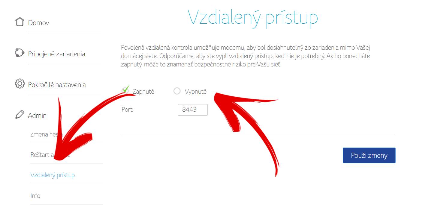 Wi-Fi vzdialeny pristup ako vypnut