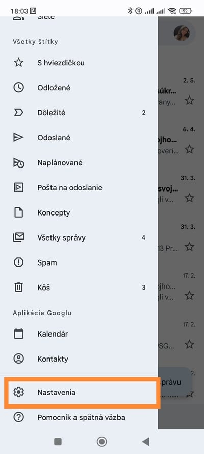 Vypnutie prehliadača Gmail