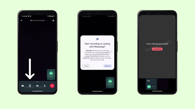 WhatsApp zdieľanie obrazovky
