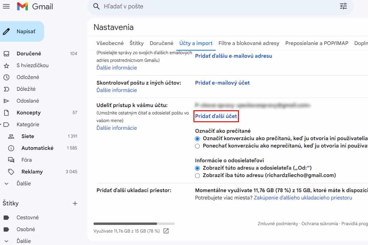 Ako nastaviť inému účtu Gmail prístup k vašim mailom? 