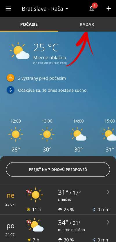 Ake bude zajtra pocasie_1_radar