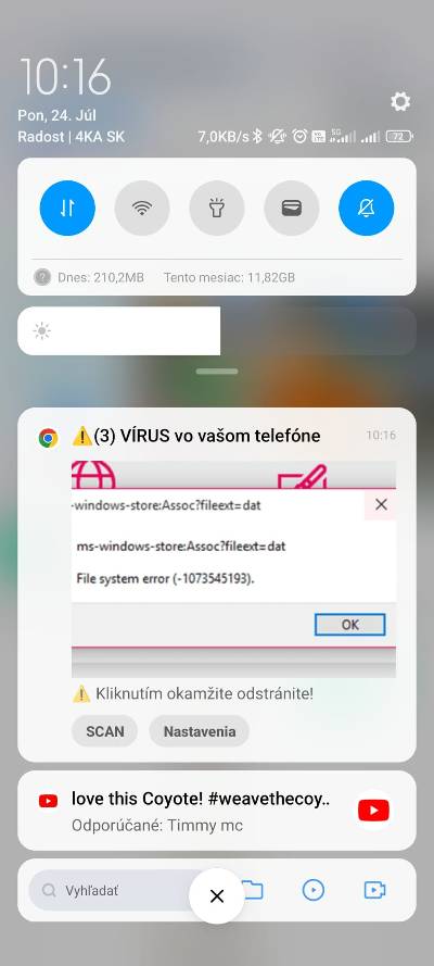 Android Upozornenie na virus