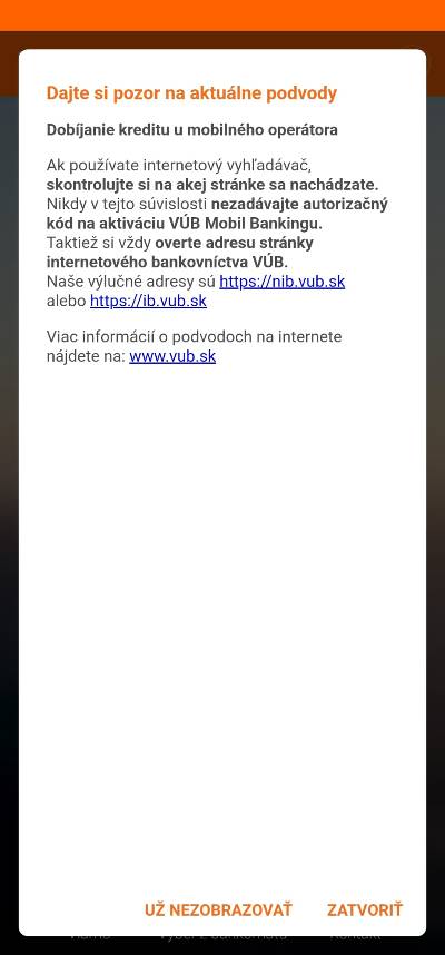 VUB Banka upozornenie na podvod