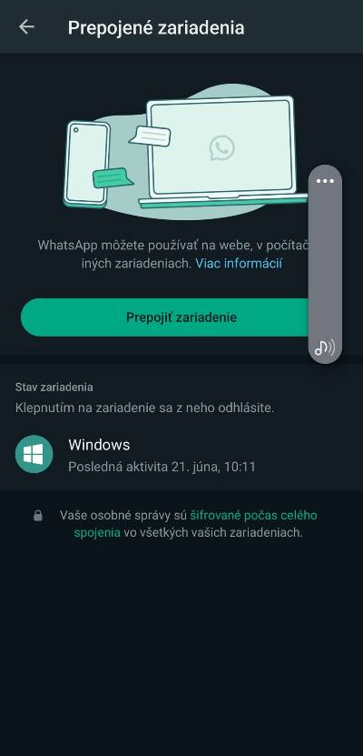 WhatsApp prepojene zariadenia