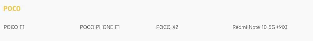 POCO nepodporované smartfóny 24/7/23