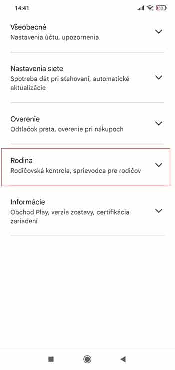 Nastavte si rodičovskú kontrolu v Obchode Play