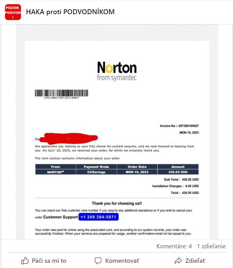 podvodna faktura phishing
