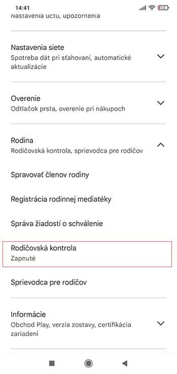 Nastavte si rodičovskú kontrolu v Obchode Play