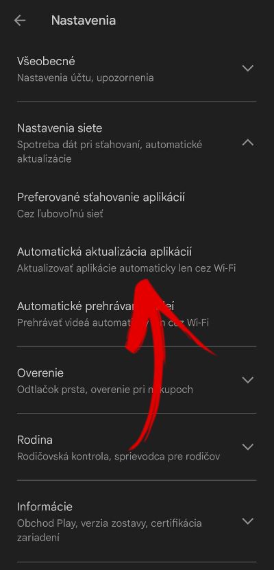 stahovanie aktualizacii aplikacii cez Wifi