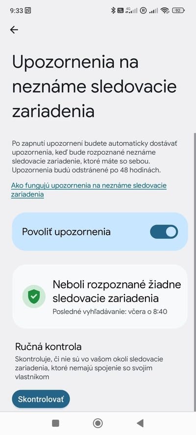 Upozornenie na neznáme sledovacie zariadenie