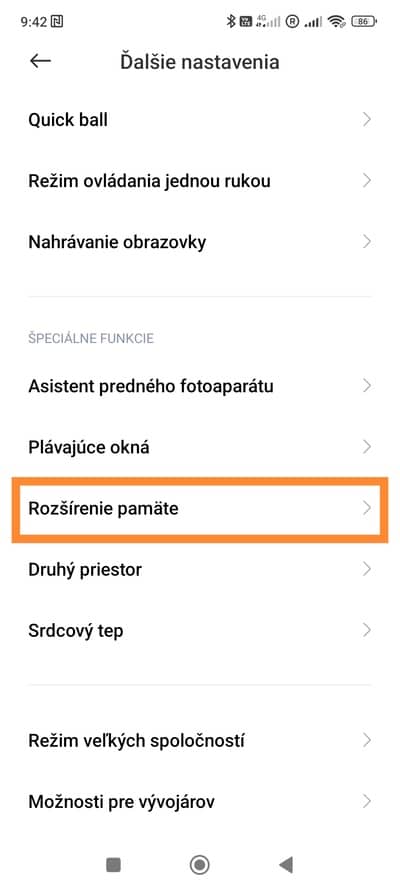 Rozšírenie o virtuálnu RAM