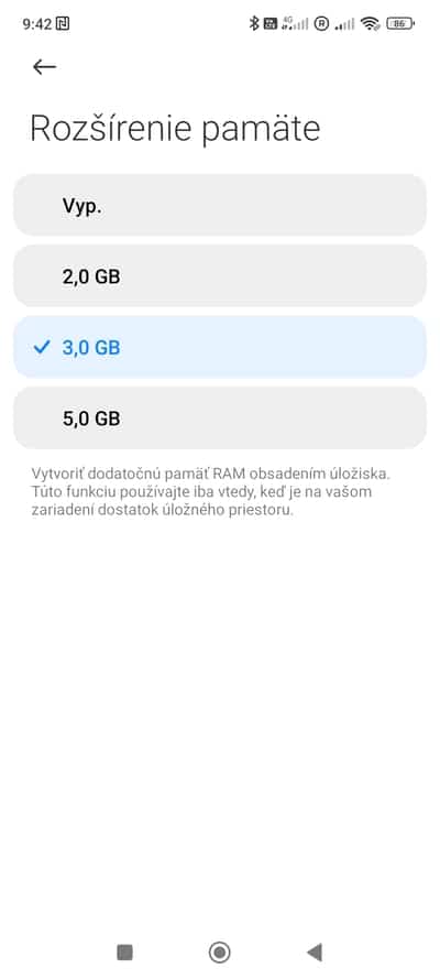 Rozšírenie o virtuálnu RAM
