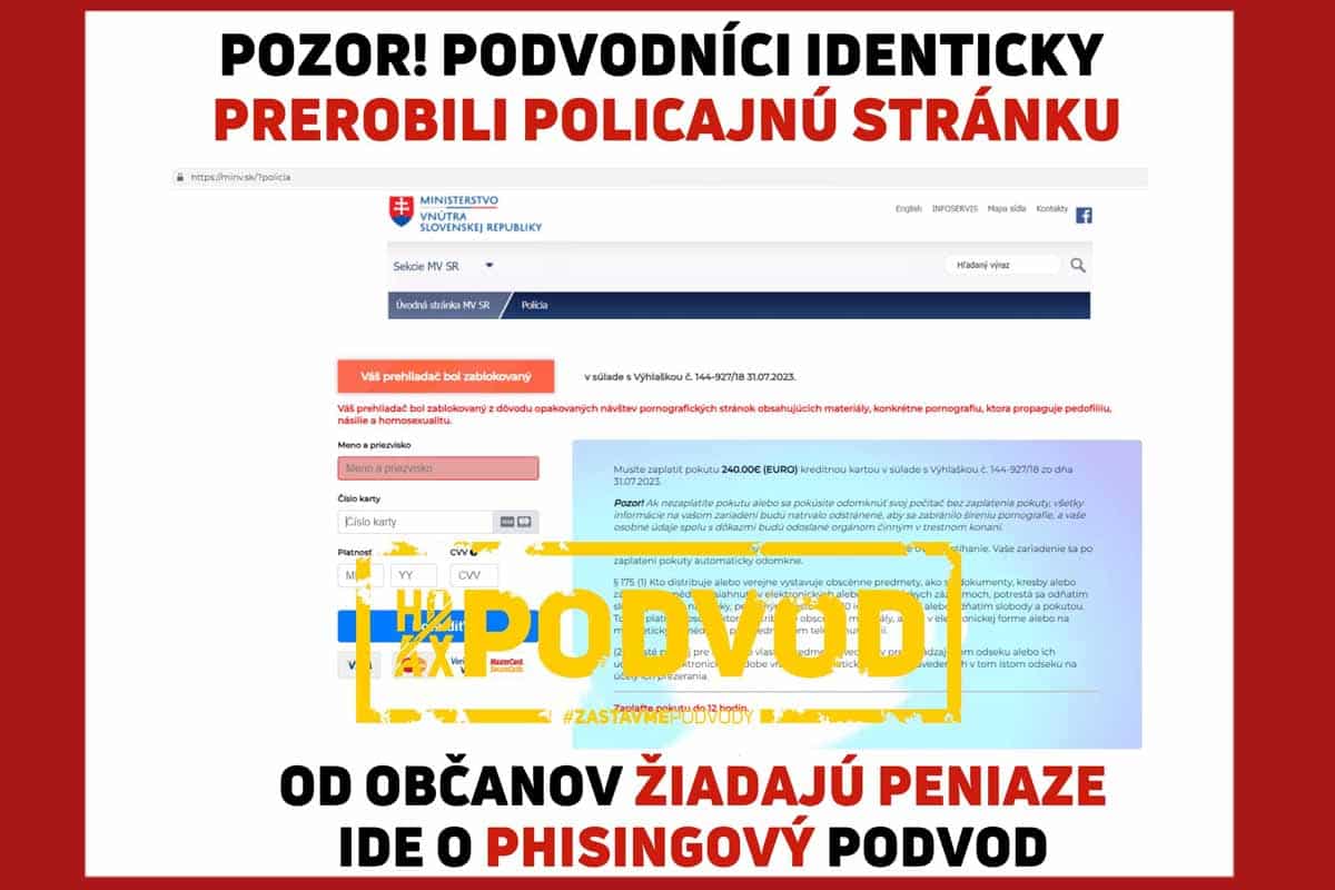 Podvodníci vytvorili falošnú stránku, ktorá sa podobá na legitímny portál ministerstva vnútra