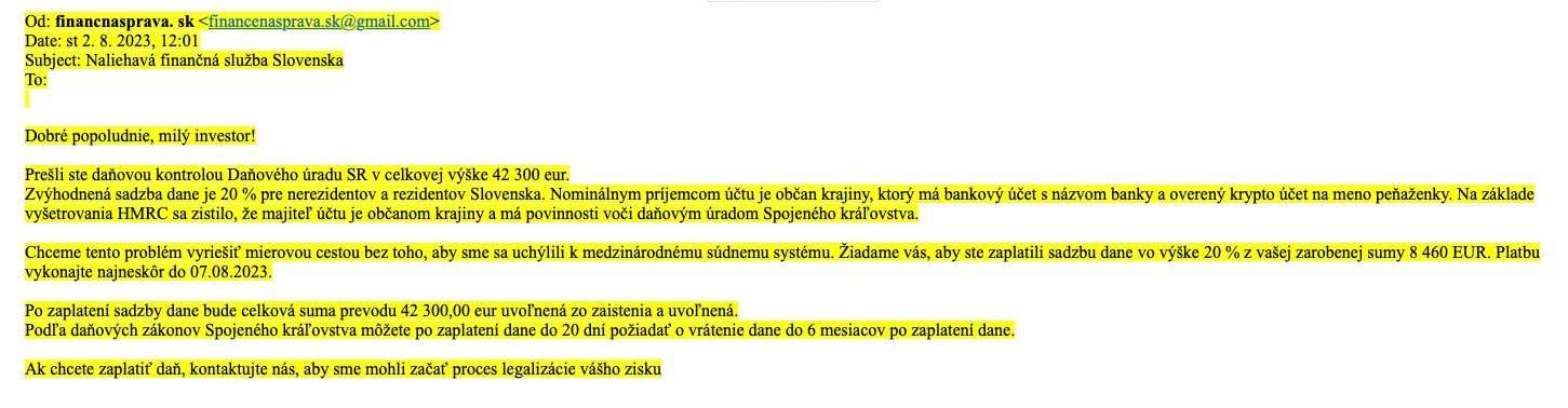 podvodny e-mail