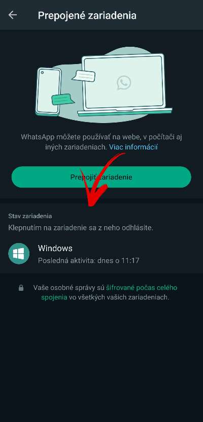 WhatsApp prepojene zariadenia_2