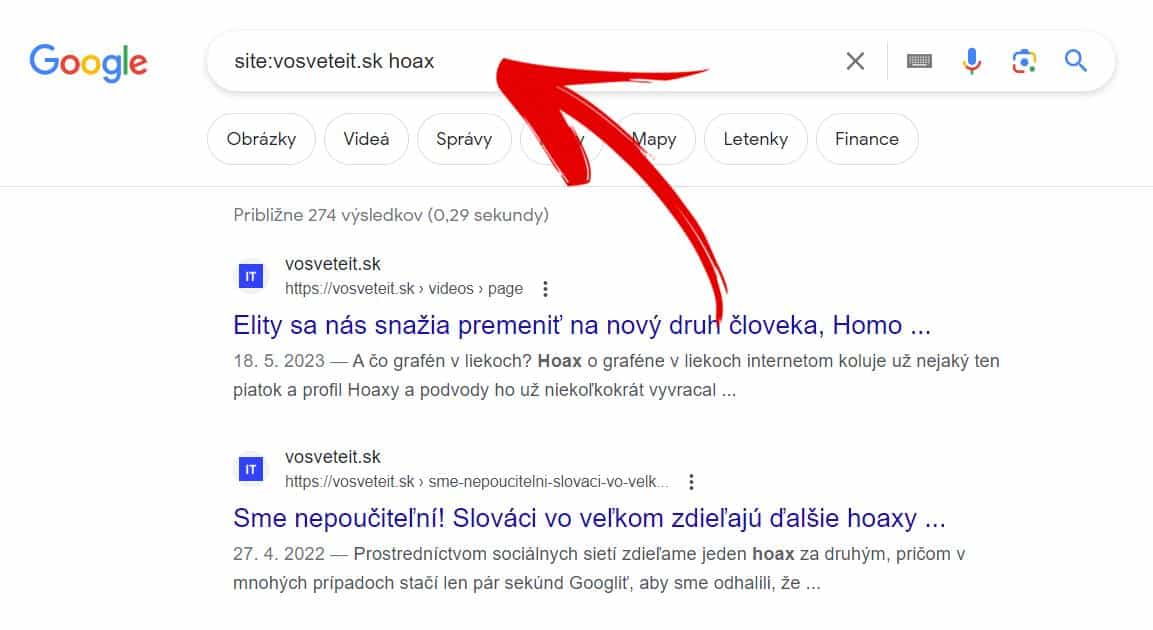 ako vyhladat informacie na konkretnej stranke