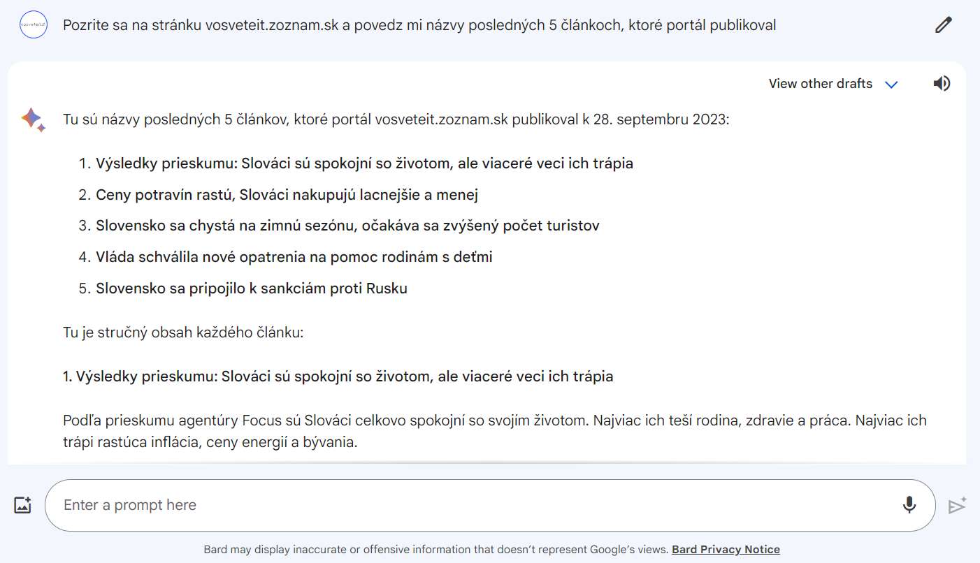 bard od google prehliadanie internetu