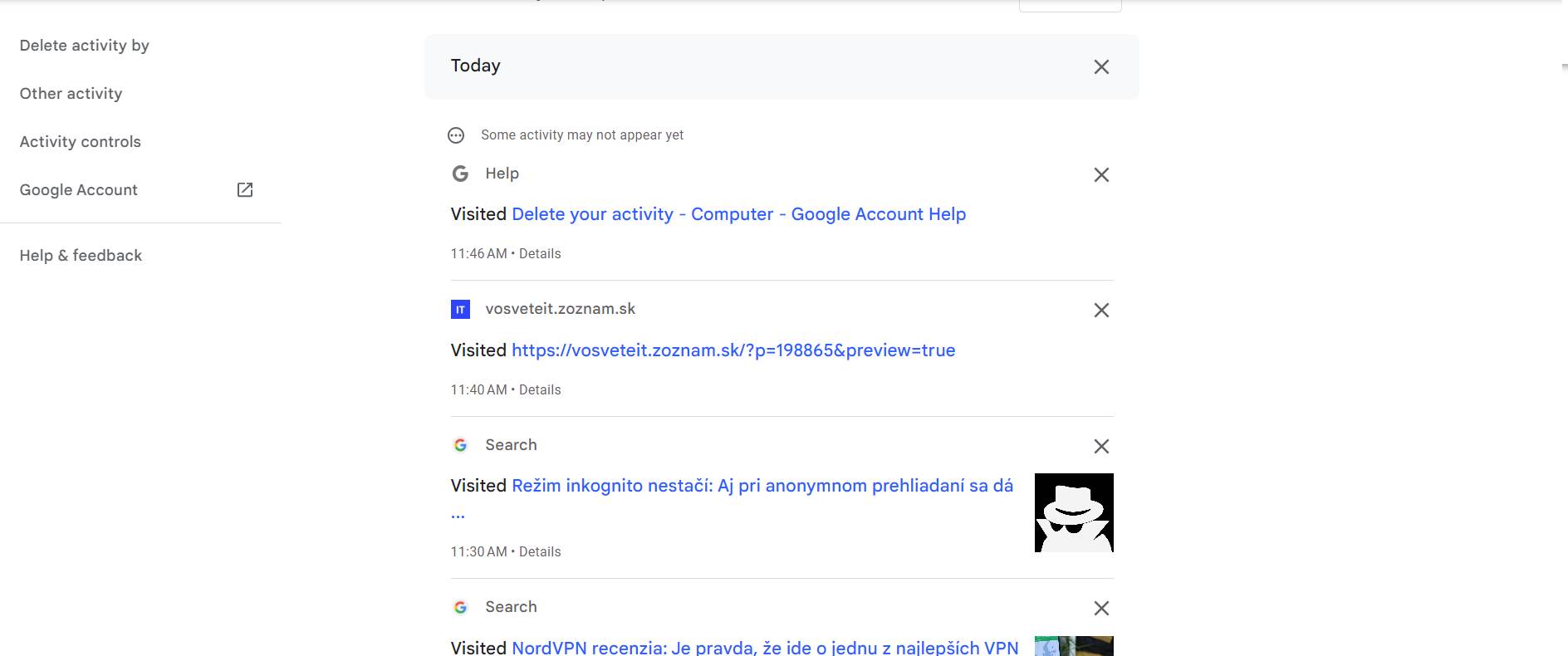odstranenie historia prehliadaca a historia v google ucte