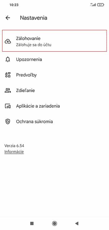 Zálohovanie fotiek v aplikácií Google Fotky