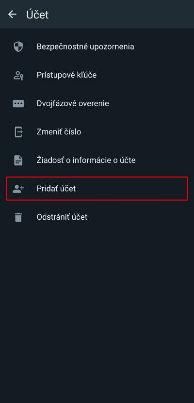WhatsApp moznost pridania druheho uctu