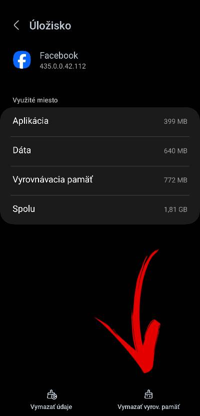 ako vymazat cache Facebooku navod 4