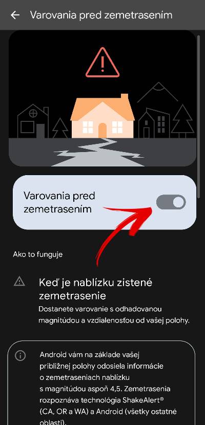 ako zapnut upozornenie na zemetrasenie Android navod_3