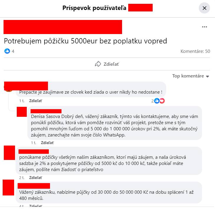 pozicka cez facebook