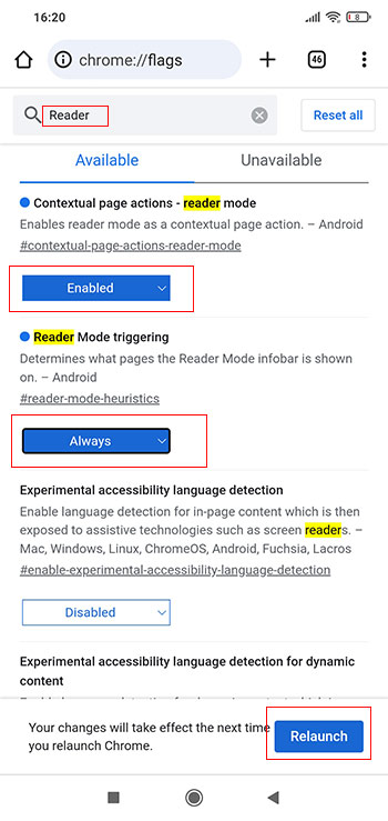 ako si zapnúť režim čítania na Android smartfóne