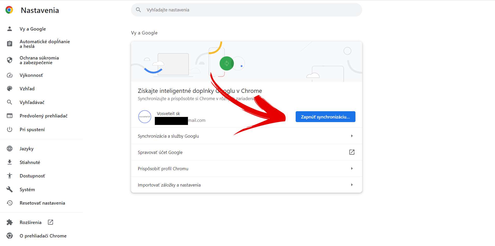 synchronizacia google uctu