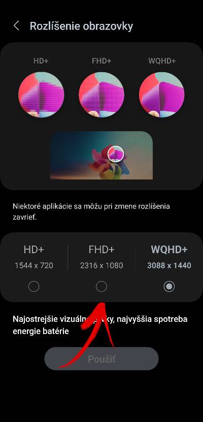 zmena rozlisenia displeja smartfonu