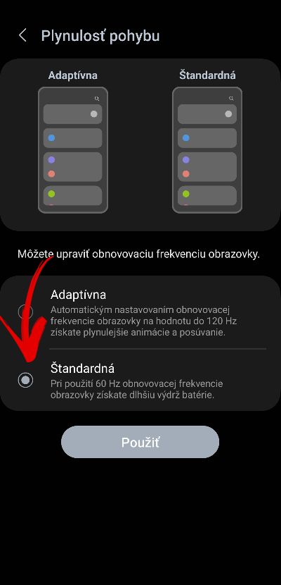 znizenie frekvencie displeja nastavenie