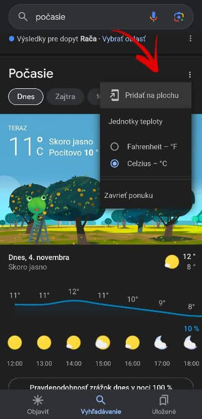 Najpresnejsie pocasie na zajtra Google aplikacie navod_4