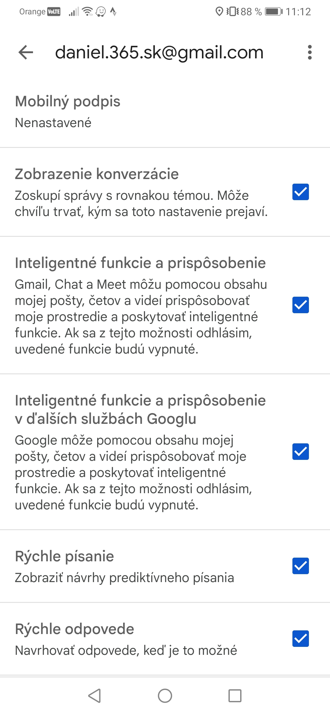 Nastavenia Gmailu