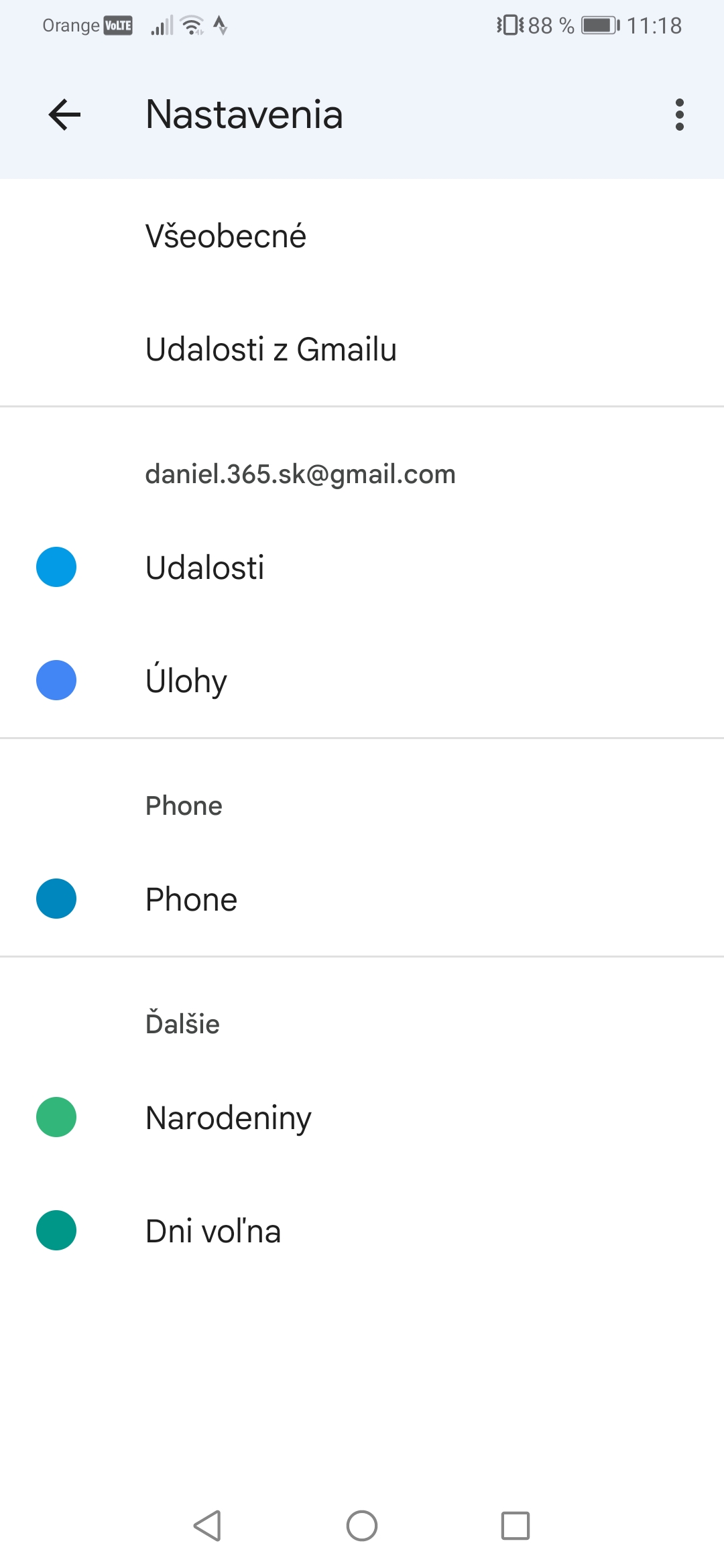 Nastavenia Google kalendára