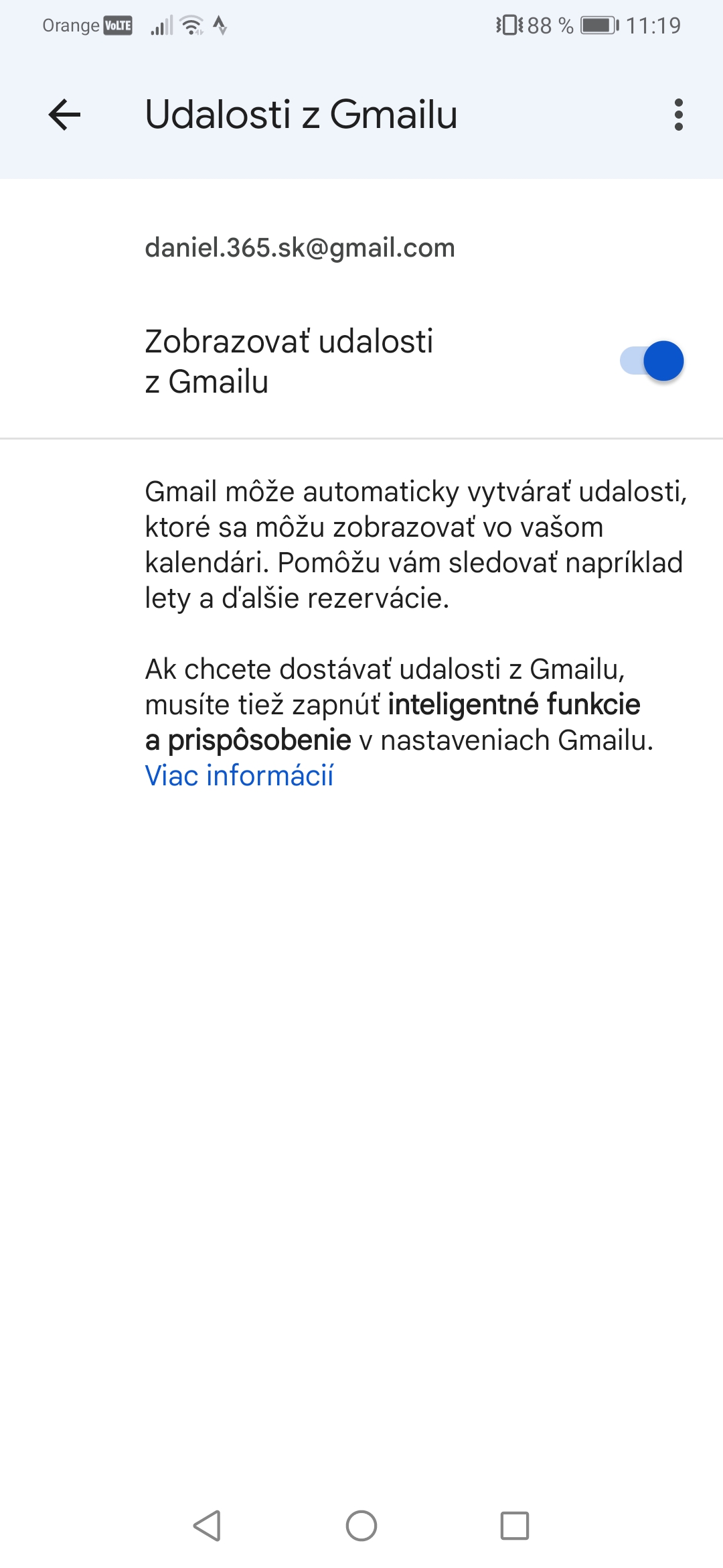 Nastavenia Google kalendára