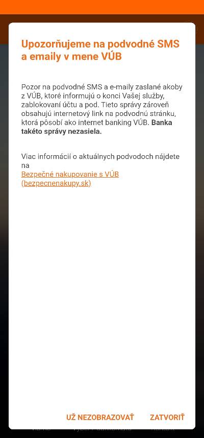 Upozornenie na podvodne SMS spravy VUB