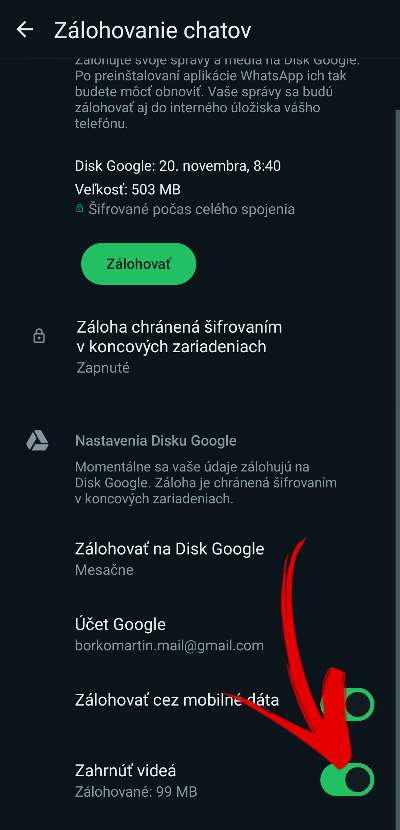 Zalohy WhatsApp ako ich zmensit vypnutie zalohovanie videi