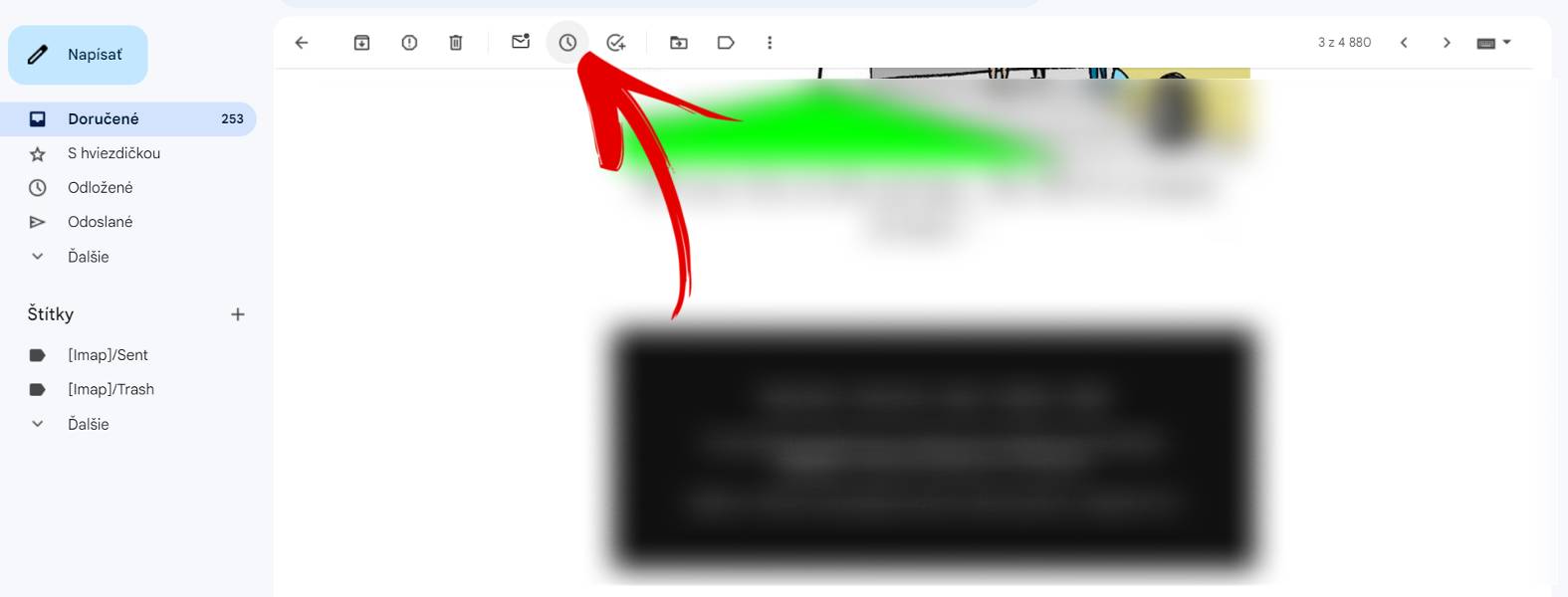 rezim odlozit email na neskor
