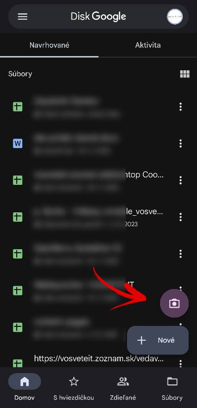 tlacidlo skenera Google Disk
