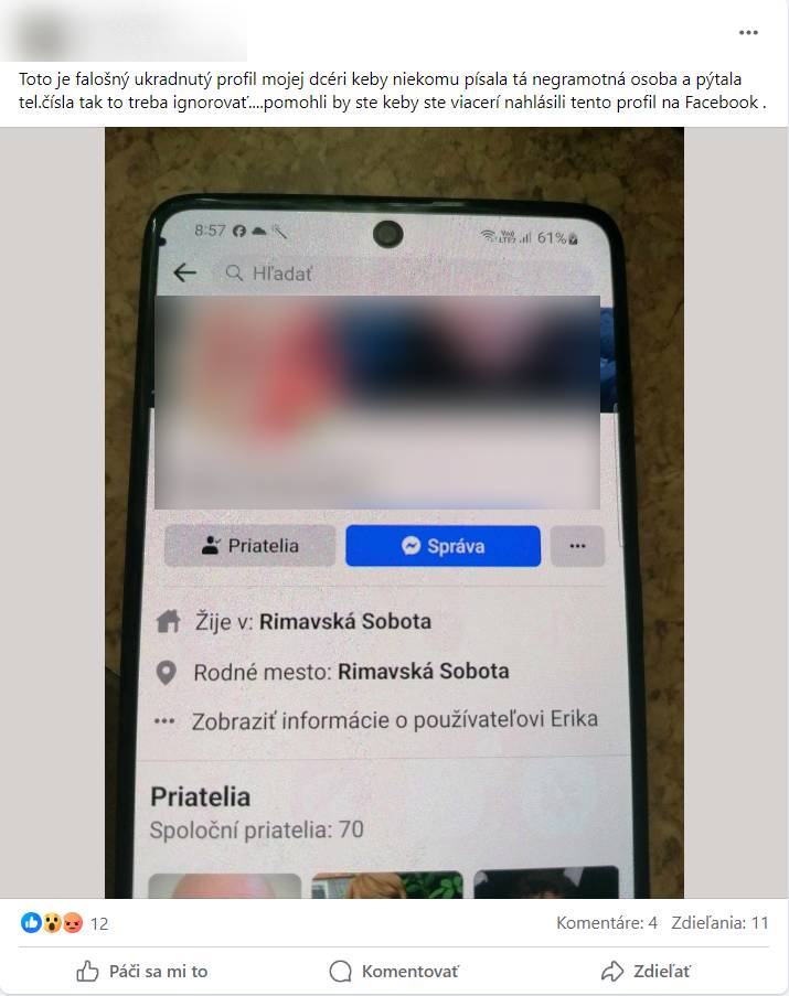 ukradnuty profil a jeho zneuzitie