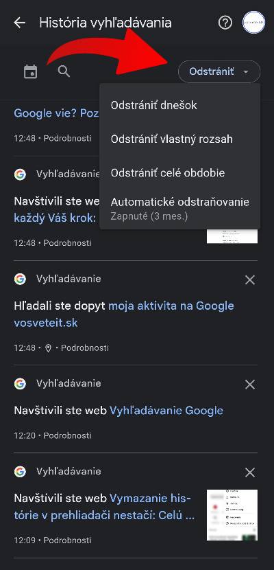 Ako odstanit historiu online aktivity Google_2