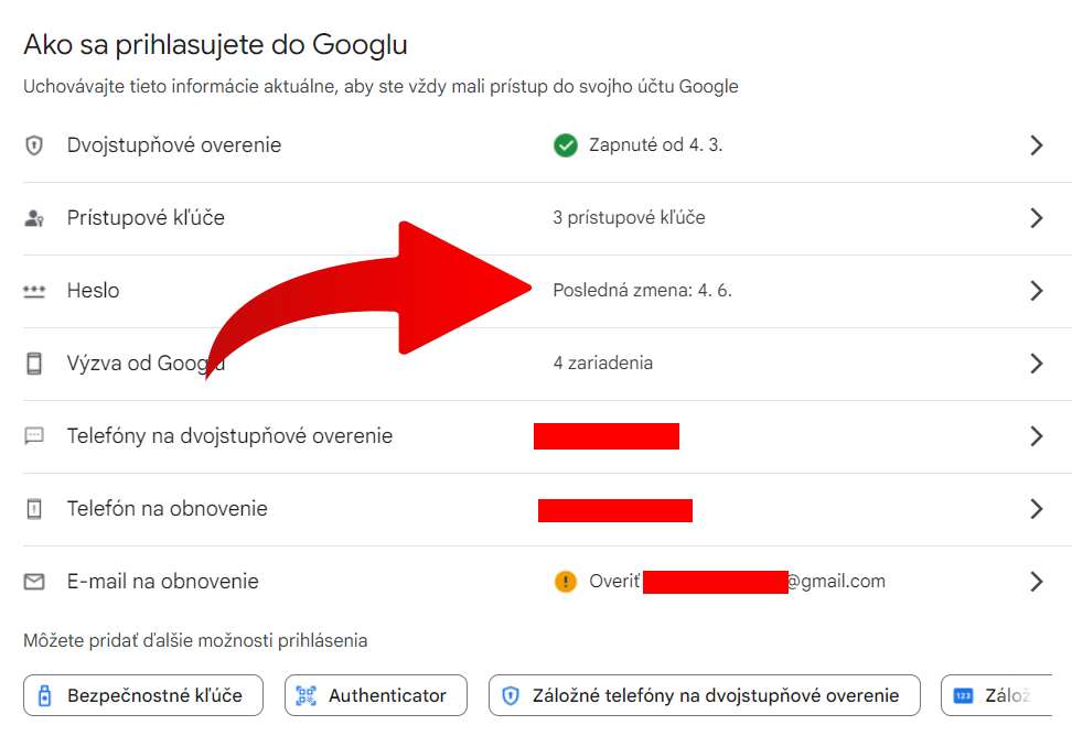 Gmail ako zmenit heslo