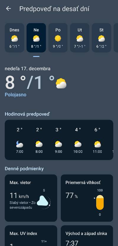 Google Pocasie aktualizacia aplikacie_podrobna predpoved