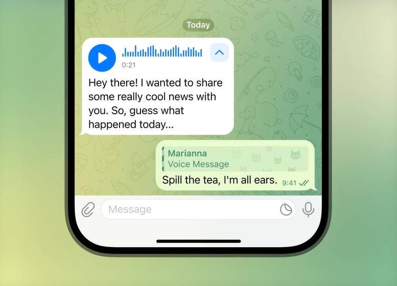 Telegram prelozenie hlasovky do textu