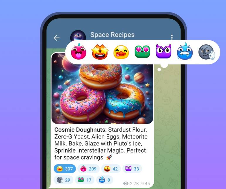 Telegram vlastne reakcie