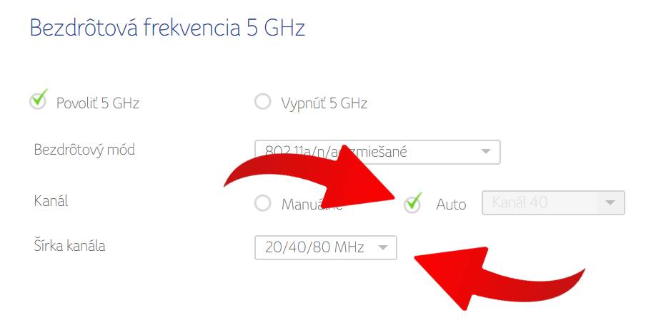 Wi-Fi nastavenie kanala