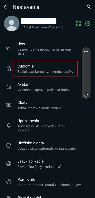 ako vo WhatsApp nastavit offline stav pre vsetkych alebo konkretnu osobu navod_2