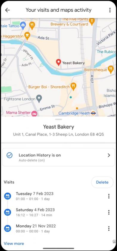 odstranenie historie polohy z google map casova OS