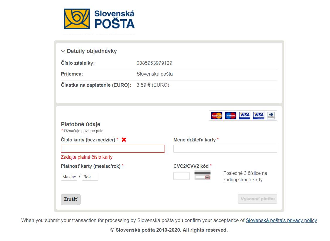 podvodna stranka z podvodneho emailu slovenska posta